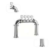 Tour à bière commerciale de type M de 102 mm, 4 points de fixation, colonne à bière pression en acier inoxydable 304 avec éclairage LED
