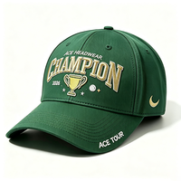 Casquette de baseball structurée en toile vert foncé à 6 panneaux pour homme, avec broderie 3D Trophy, visière incurvée, sport, golf, unisexe, motif lettre courante