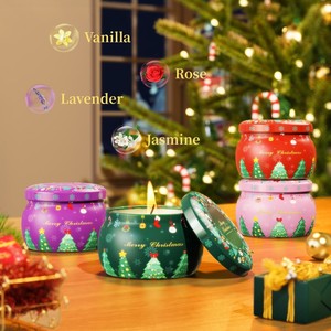 Bougie <span class=keywords><strong>en</strong></span> cire de soja longue durée pour Noël 2026, parfum lavande, biscuit, <span class=keywords><strong>sapin</strong></span> et pomme cannelle - Product Image 2