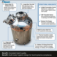 Cuve de distillation en acier inoxydable 304 de qualité alimentaire DEYI avec trappe à ouverture rapide pour alcool, spiritueux et huiles essentielles