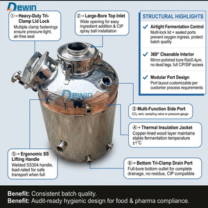 Tanque de Destilación de <span class=keywords><strong>Alcohol</strong></span> de Acero Inoxidable 304 de Grado Alimenticio Marca DEYI, con Tapa de Apertura Rápida, para Vino, Licores y Aceites Esenciales - Product Image 2