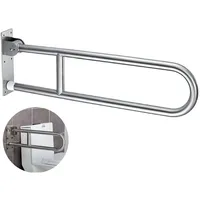 Barre d'appui de sécurité pliable antidérapante pour toilettes adaptées aux personnes handicapées, finition brossée