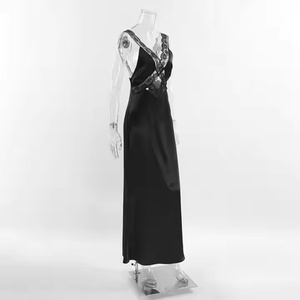 Nouvelle arrivée, prix bas, robe en dentelle d'automne de haute qualité, robe de soirée maxi sans manches, dos nu, col en V profond pour femmes - Product Image 6