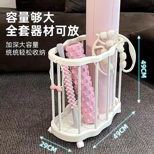 Clothing Organizer Round Portable Plastic Storage Basket For Home Yoga Mat Bathroom Use With Wheels - Product Image 5