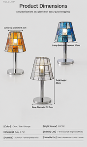 <span class=keywords><strong>Lampe</strong></span> de table en verre mosaïque <span class=keywords><strong>Tiffany</strong></span> vintage nordique du milieu du siècle, lumière d'ambiance rétro de luxe pour restaurant, bar, décoration de chambre - Product Image 5