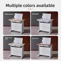 Bureau d'ordinateur commercial double en acier pour salle de classe et usage scolaire, design rabattable avec moniteur dissimulé, moderne et simple