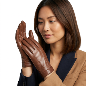 ถุงมือหนัง ความยาวระดับข้อมือ ให้ความอบอุ่น สไตล์เรียบง่าย ไม่บุซับใน สำหรับฤดูหนาว ใช้ได้ทุกวัน สีน้ำตาล แฟชั่น ถุงมือสำหรับงานทางการ คุณภาพสูง - Product Image 1