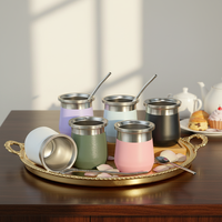 Tasse à Yerba Maté QIQING en Acier Inoxydable à Double Paroi, Certifiée LFGB, Style Classique, Incassable, Isolée, Petite Tasse à Thé