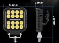 Lampe de conduite carrée 4 pouces avec projecteur DRL Blanc + Ambre 16LED 48W Offroad Truck Tractor Boat Led Work Light