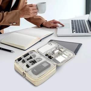 Échantillon gratuit : Étui de rangement numérique double couche pour écouteurs de voyage, batterie externe et accessoires électroniques, boîte de rangement pour câbles - Product Image 3