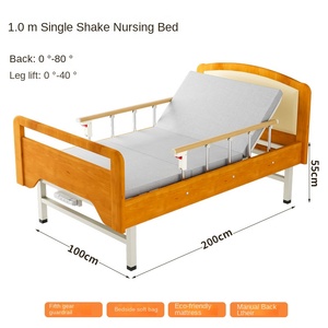 Медицинская кровать для больниц и домов престарелых, с деревянными панелями, ручной регулировкой спинки и ножек, аксессуары, пожизненная гарантия - Product Image 6