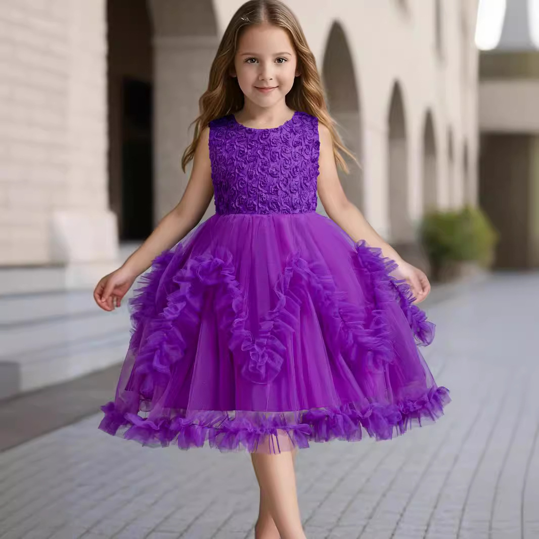 fitted lace wedding dress Romantic Lavender Tulle Short Unique Asymmetrical Colored Wedding Dress main image 1