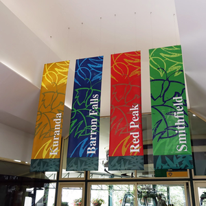 Banderoles promotionnelles en polyester sur mesure de grande taille pour les événements de remise de diplômes, suspendues dans les centres commerciaux et les magasins de proximité - Product Image 1