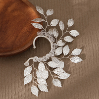 Miallo moda aleación oreja envoltura joyería hecha a mano pendiente hoja cobre alambre cristal cuenta decoración oreja brazalete para mujer