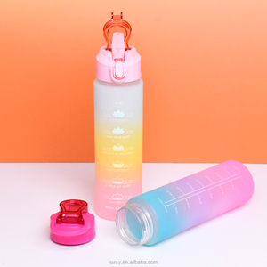 Đơn Giản 1000Ml Tập Thể Dục Đầy Màu Sắc Thể Thao PP Thân Thiện Với Môi Trực Tiếp Uống Chai Nước Có Nắp Đậy Đôi Xử Lý Cắm Trại Thăng Hoa Unisex - Product Image 1