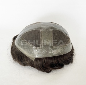 Prothèse capillaire pour homme modèle GM4, centre en dentelle et contour en peau fine, 100% cheveux humains, système de remplacement capillaire blanchi, vente en gros - Product Image 4