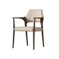 Chaise de salle à manger moderne en bois massif, siège rembourré en cuir PU, design ergonomique pour la maison, le bureau, le restaurant et l'hôtel