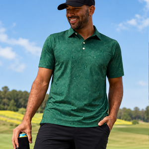 Polo de Golf de Alta Calidad para Hombre, Diseño de Líneas de Contorno de Texas, 88% Poliéster, 12% Elastano, Secado Rápido, Transpirable - Product Image 1