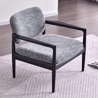 Fauteuil de loisirs moderne en tissu de style italien, minimaliste, pour salon et balcon, avec accoudoirs en bois de frêne, haute densité