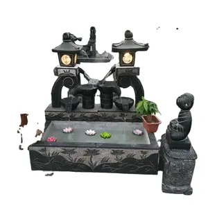 Naturstein Home Wasserspiel Dekor Skulptur Granit Innenwand Garten Wasser fontänen