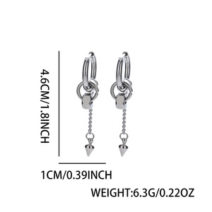Vente en gros de boucles d'oreilles hip-hop pour hommes en acier inoxydable plaqué noir, style punk, produits très vendus - Product Image 5
