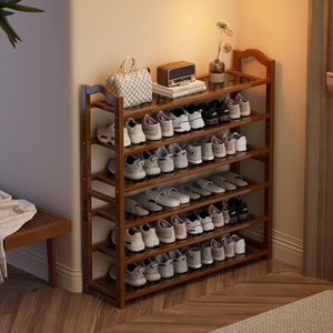 Bamboo and wood <b>shoe</b> rack, home entrance, indoor multi-layer simple <b>shoe</b> cabinet, <b>space</b>-<b>saving</b>, large-capacity <b>storage</b> rack - Product Image 1