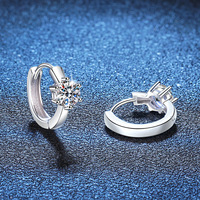 Boucles d'oreilles créoles EH190 en argent sterling 925 avec moissanite 0,5 carat et six griffes, bijoux de luxe légers et tendance pour femme