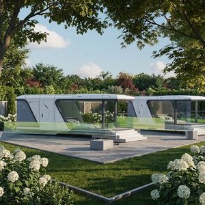 Maison capsule spatiale en acier de 20 pieds |   <span class=keywords><strong>l</strong></span>'Airbnb qui se réserve seul |   Maison intelligente + Climatiseur Midea + Verre LOW-E |   FOB 13 000 $ - Product Image 1