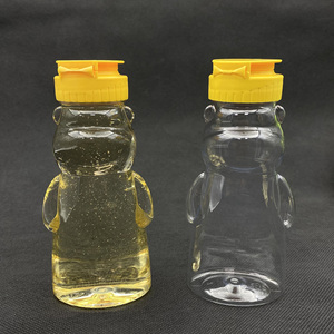 Bouteilles de miel en forme d'ours mignonnes de qualité <span class=keywords><strong>alimentaire</strong></span> 8 oz 16 oz, contenants en <span class=keywords><strong>plastique</strong></span> PET transparent de 250g 500g avec bouchon à clapet jaune - Product Image 4