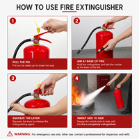 Extincteur chimique sec portable de 1 kg avec poignée rouge, valve en cuivre naturel et manomètre rouge pour usage commercial et domestique