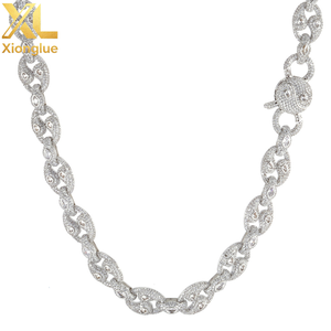 Collar de nariz de cerdo con diamantes CZ estilo hip hop, diseño personalizado, cierre de diamantes, chapado en oro de 18 quilates para hombres, estilo rapero. - Product Image 6