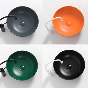 Lavabo de Table en céramique, mat, Orange, vert, <span class=keywords><strong>noir</strong></span>, gris, rond, vasque à <span class=keywords><strong>main</strong></span>, salle de bains, évier, 1 pièce - Product Image 6