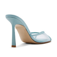 Nouvelles sandales à enfiler pour femme 2026, design élégant, bout rond, talon fin, dessus en maille respirante, satin