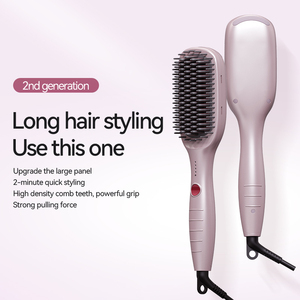 Brosse lissante électrique ionique en céramique à plaques larges avec chauffage PI - Peigne lissant professionnel breveté, 5 réglages de température - Product Image 2