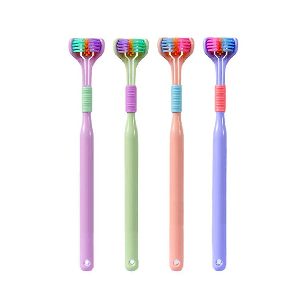 Portable Travel Toothbrush 3 sides 360 Degree 3 sided Soft Bristle Toothbrush Oral Care Safety Toothbrush Teeth Deep Cleaning