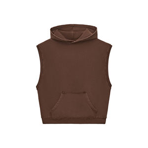 Camiseta sin mangas con capucha cuadrada de gran tamaño para hombre, chaleco lavado de peso pesado 350GSM, ropa de calle, ropa informal transfronteriza - Product Image 1