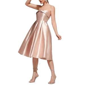 เดรสมิดิเปิดไหล่สำหรับผู้ห<span class=keywords><strong>ญ</strong></span>ิงเดรสเพื่อนเ<span class=keywords><strong>จ</strong></span>้าสาวพับ<span class=keywords><strong>จ</strong></span>ีบผ้าซาตินงานตามสั่งแฟชั่นฤดูร้อน - Product Image 4