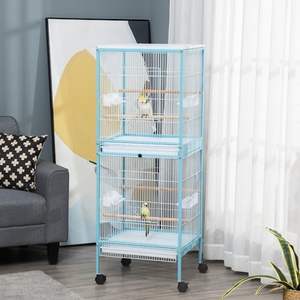 Pour grande <span class=keywords><strong>Cage</strong></span> à oiseaux en métal solide 1.7ft largeur volière intérieure multi-porte écologique Fit Canary Finch Conure 55 "lumière - Product Image 1
