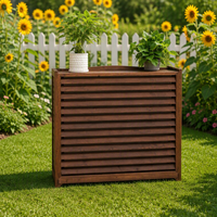 Cache-climatiseur extérieur en bois personnalisé avec design à persiennes, meuble de rangement décoratif pour unité de climatisation, pour jardin et terrasse