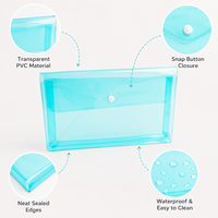 Enveloppe en plastique transparente réutilisable, dossier imperméable avec bouton pour fournitures scolaires et de bureau