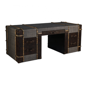 Tavolo da ufficio americano stye antico in vera pelle di lusso executive scrivania da ufficio capo mobili per ufficio - Product Image 1