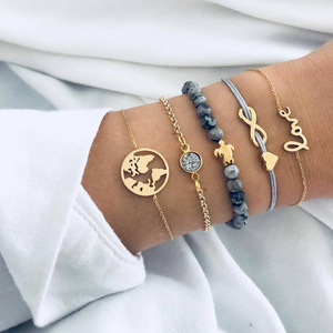 Fashion Jewelry Sets <b>Bracelet</b> Set Gold Plated Alloy Women's Trendy Love Heart <b>Turtle</b> Infinity Beaded <b>Bracelets</b> Gift - Product Image 1