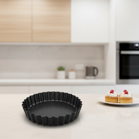 Moule à tarte miniature avec base amovible en acier au carbone, écologique, antiadhésif, lot de 4 moules à pâtisserie, outils de pâtisserie