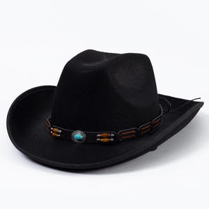 Groothandel Nieuwe Aankomst Houten Kralen Mexicaans Vilt Cowboyhoeden Europa Amerikaanse Mode Vrouwen Paarse Western Cowboyhoeden - Product Image 3