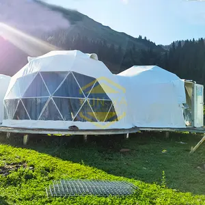 Aanpasbare 15ft 20ft Diameter Alles-In-Één Aansluitende Outdoor Camping Geodetische Koepel Living Hotel Tent Voor Resort