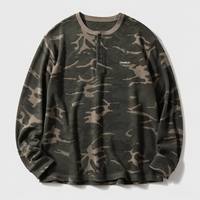 Camiseta Charlo de Camuflaje de Punto Grueso con Manga Larga Acanalada, Estilo Urbano para Hombre, con Logotipo Personalizado, OEM, ODM, Venta al por Mayor