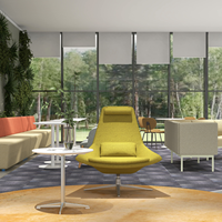Fauteuil de salon pivotant moderne à dossier haut Grands Furniture, rembourré en tissu, ergonomique, pour la maison, le bureau, la salle de sport, le hall d'accueil