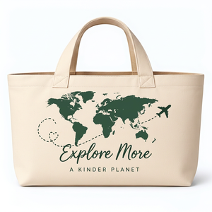 Sac fourre-tout en toile avec impression personnalisée de la carte du monde pour les voyages, les courses et l'usage quotidien - Product Image 1
