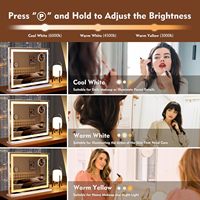 Miroir intelligent tactile 10X éclairé, 3 couleurs réglables, pour coiffeuse, mural, fonction mémoire, port de charge USB, écran tactile