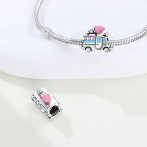 White copper <b>bead</b> <b>bracelet</b> - a summer ice cream truck pendant, a unique accessory suitable for both men and women - Product Image 5